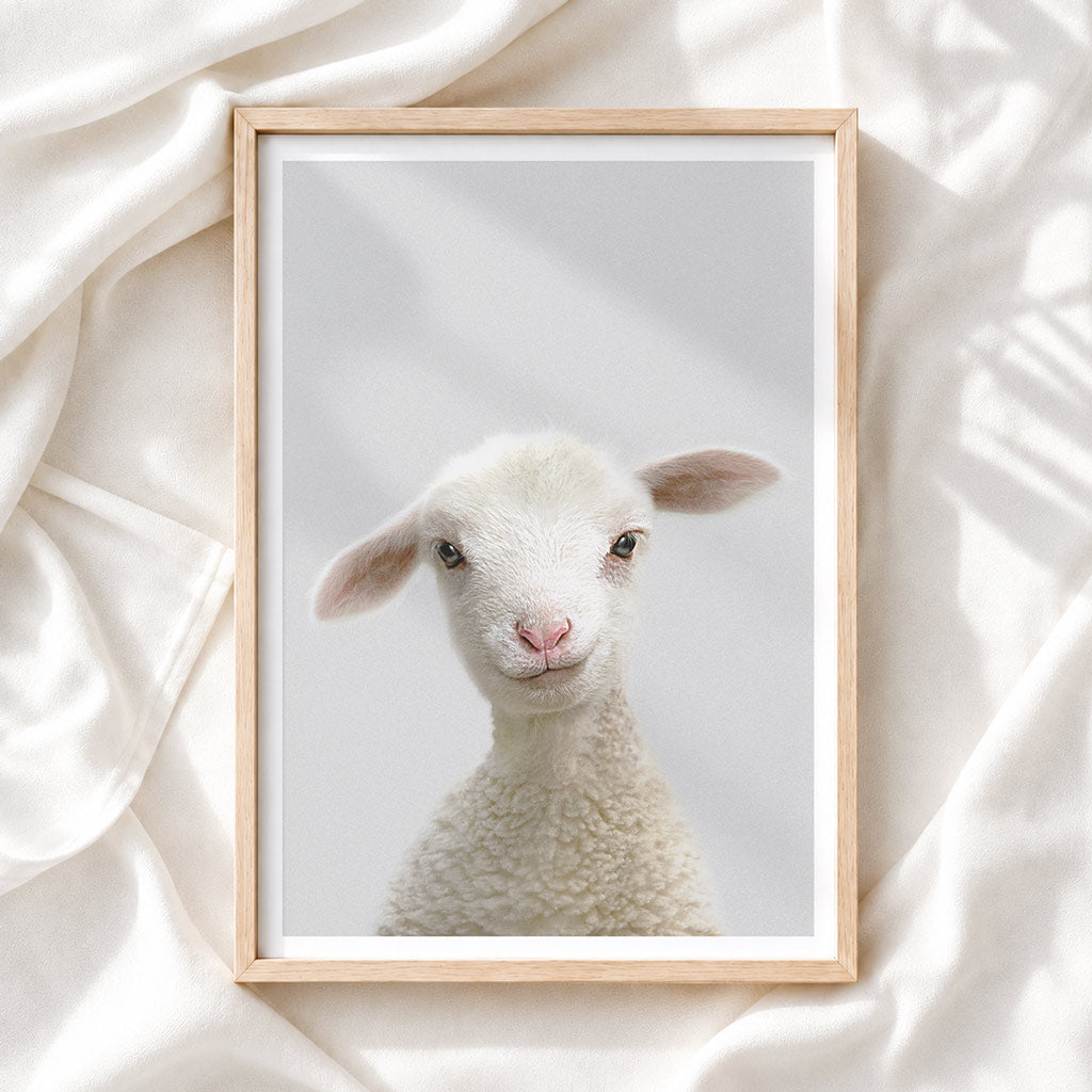 Lamb Nursery Print - Soft Farm Animal Wall Art for Baby Rooms