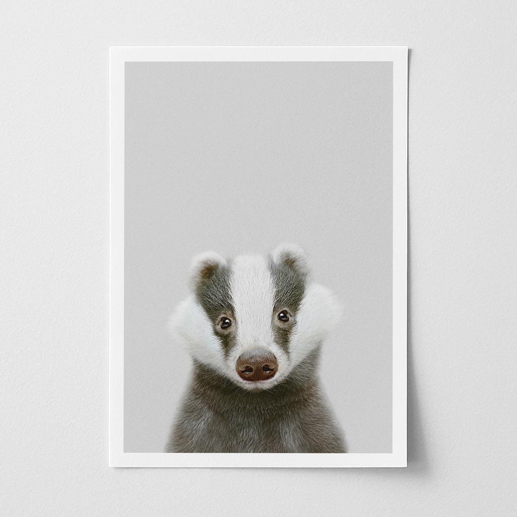 Badger Nursery Print - Gentle Woodland Animal Artwork for Nurseries