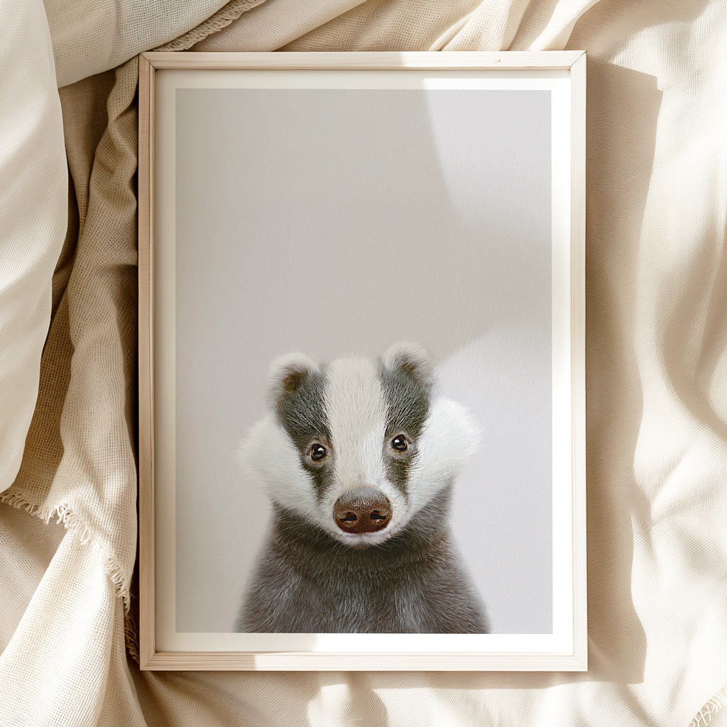 Badger Nursery Print - Gentle Woodland Animal Artwork for Nurseries