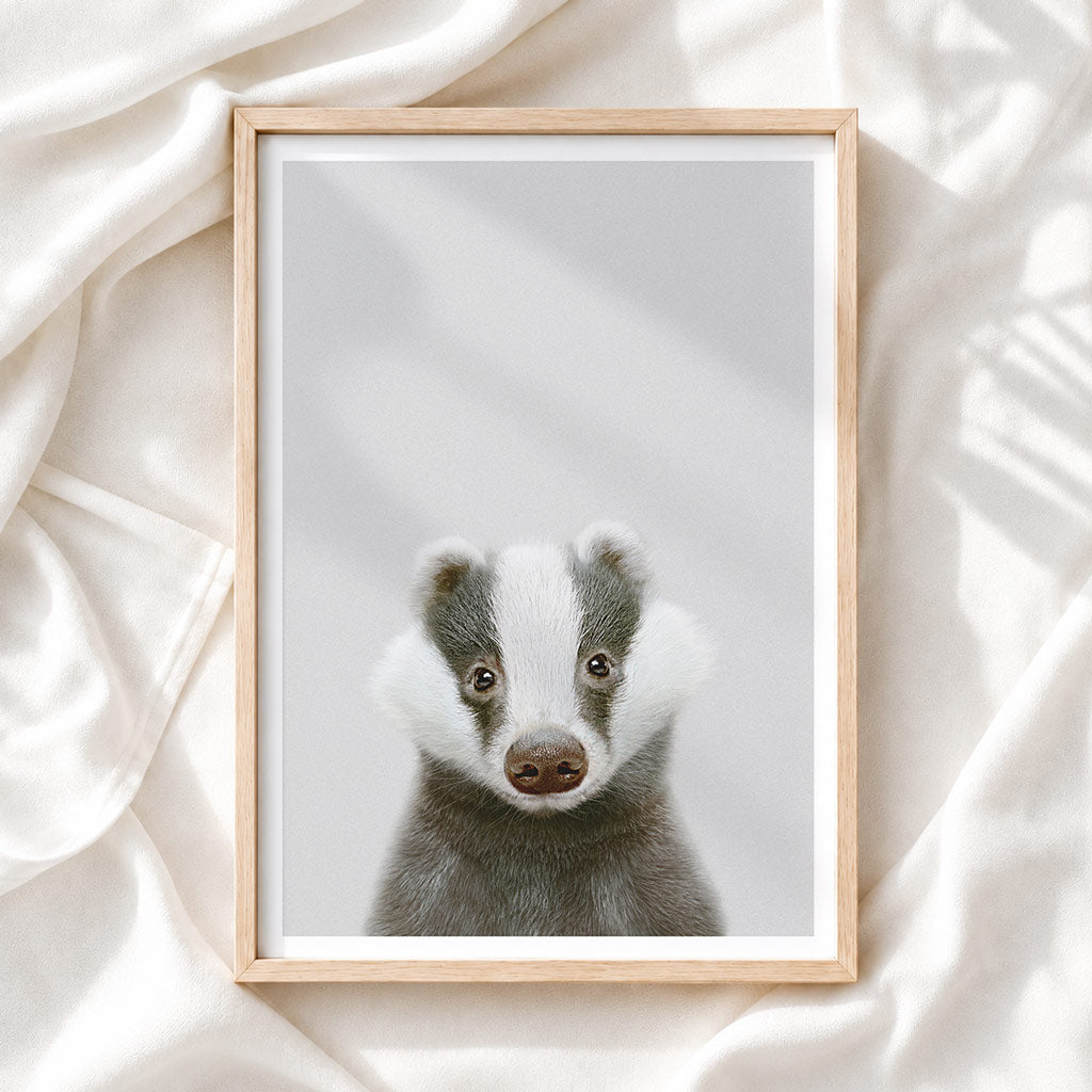 Badger Nursery Print - Gentle Woodland Animal Artwork for Nurseries
