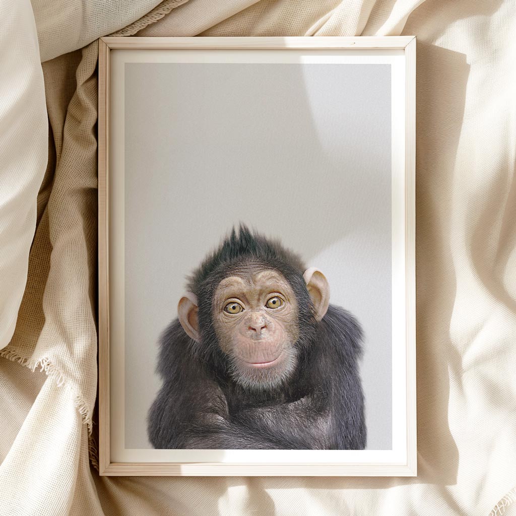 Chimpanzee Nursery Print - Cheeky Jungle Animal Wall Art for Children