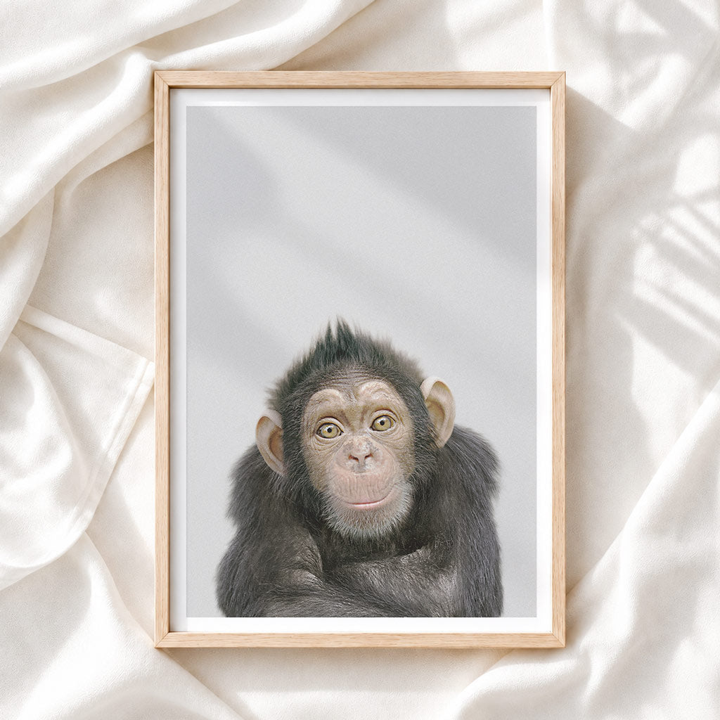 Chimpanzee Nursery Print - Cheeky Jungle Animal Wall Art for Children