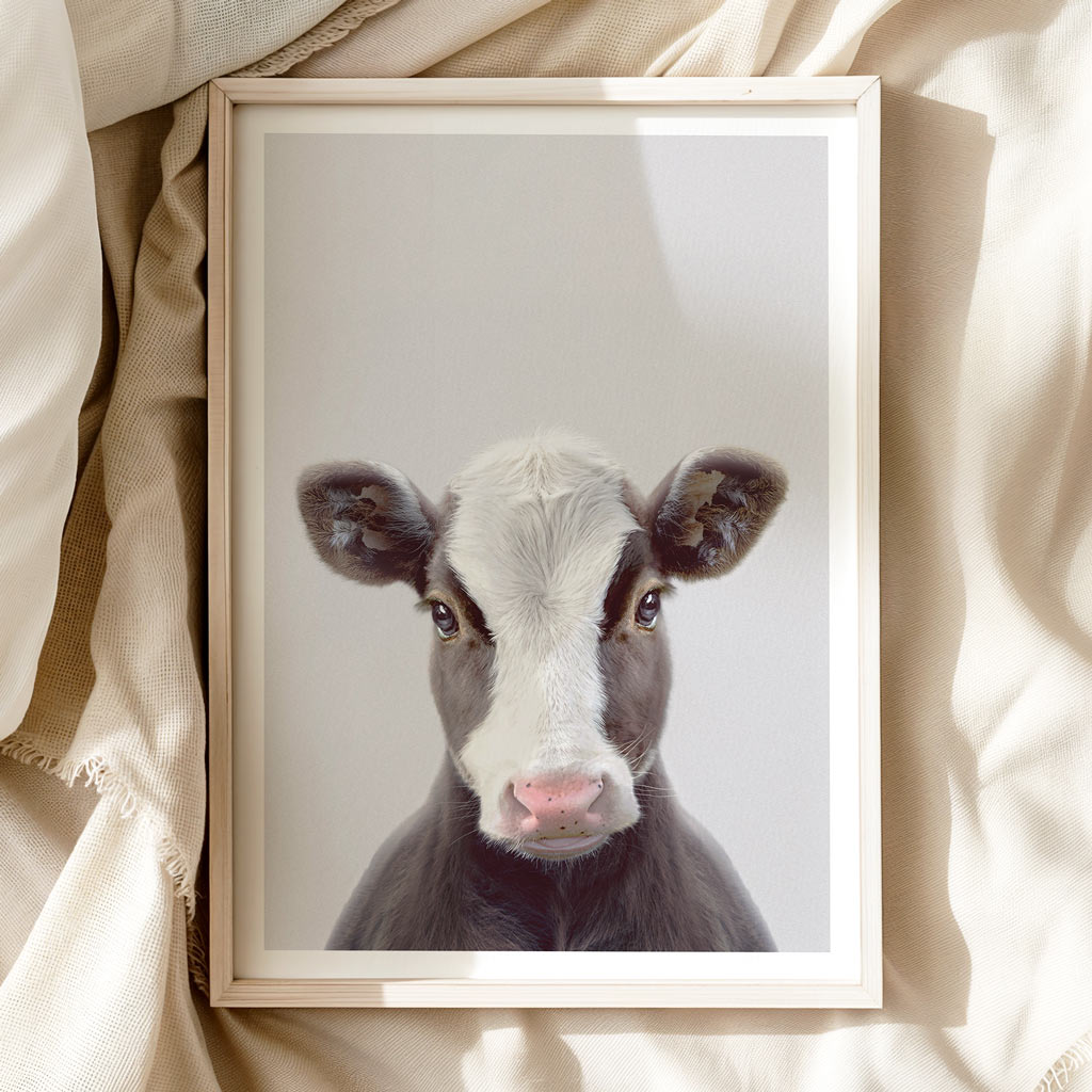 Cow Nursery Print - Friendly Farmyard Animal Wall Art for Kids