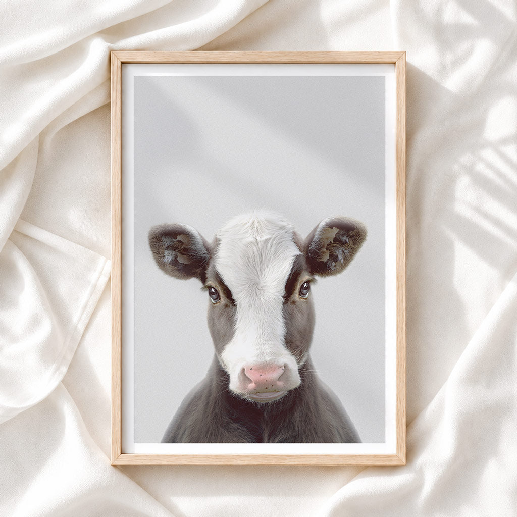 Cow Nursery Print - Friendly Farmyard Animal Wall Art for Kids