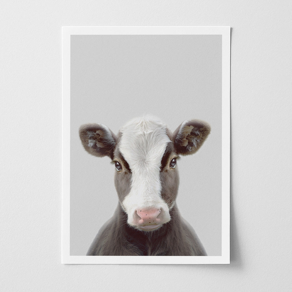 Cow Nursery Print - Friendly Farmyard Animal Wall Art for Kids
