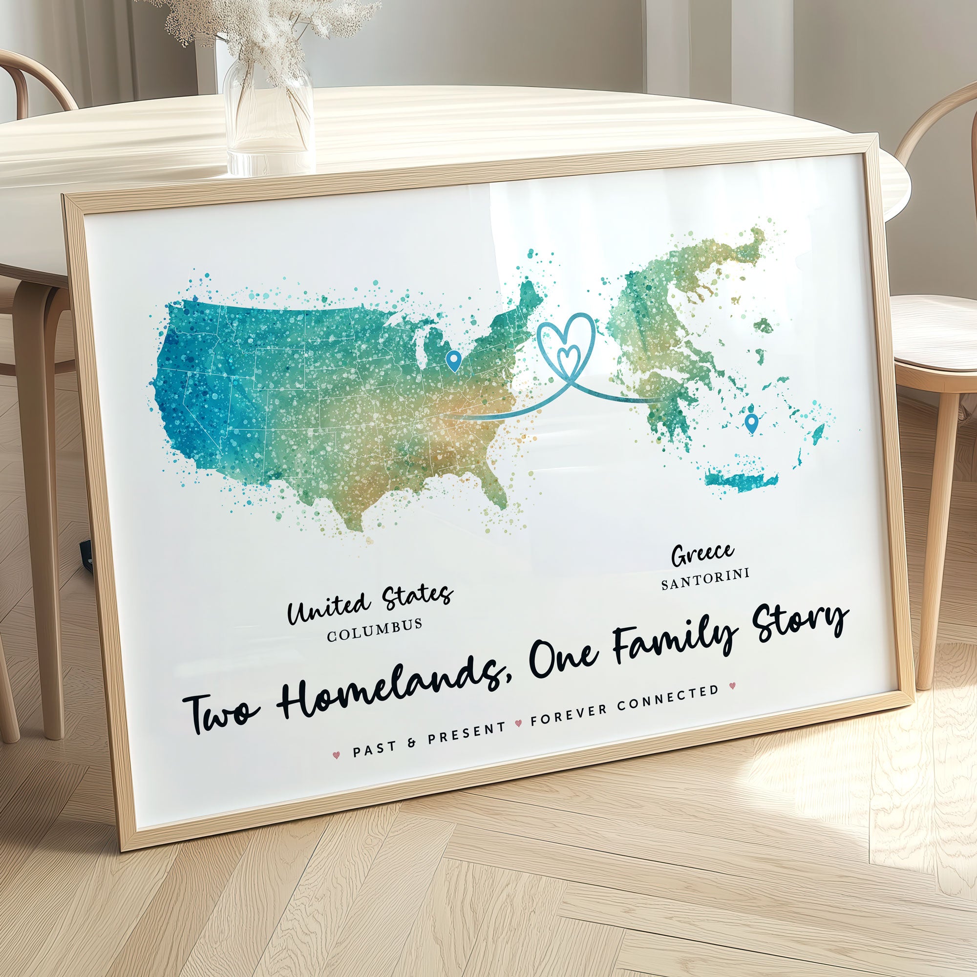 Personalised Two Location Map Print v2.0