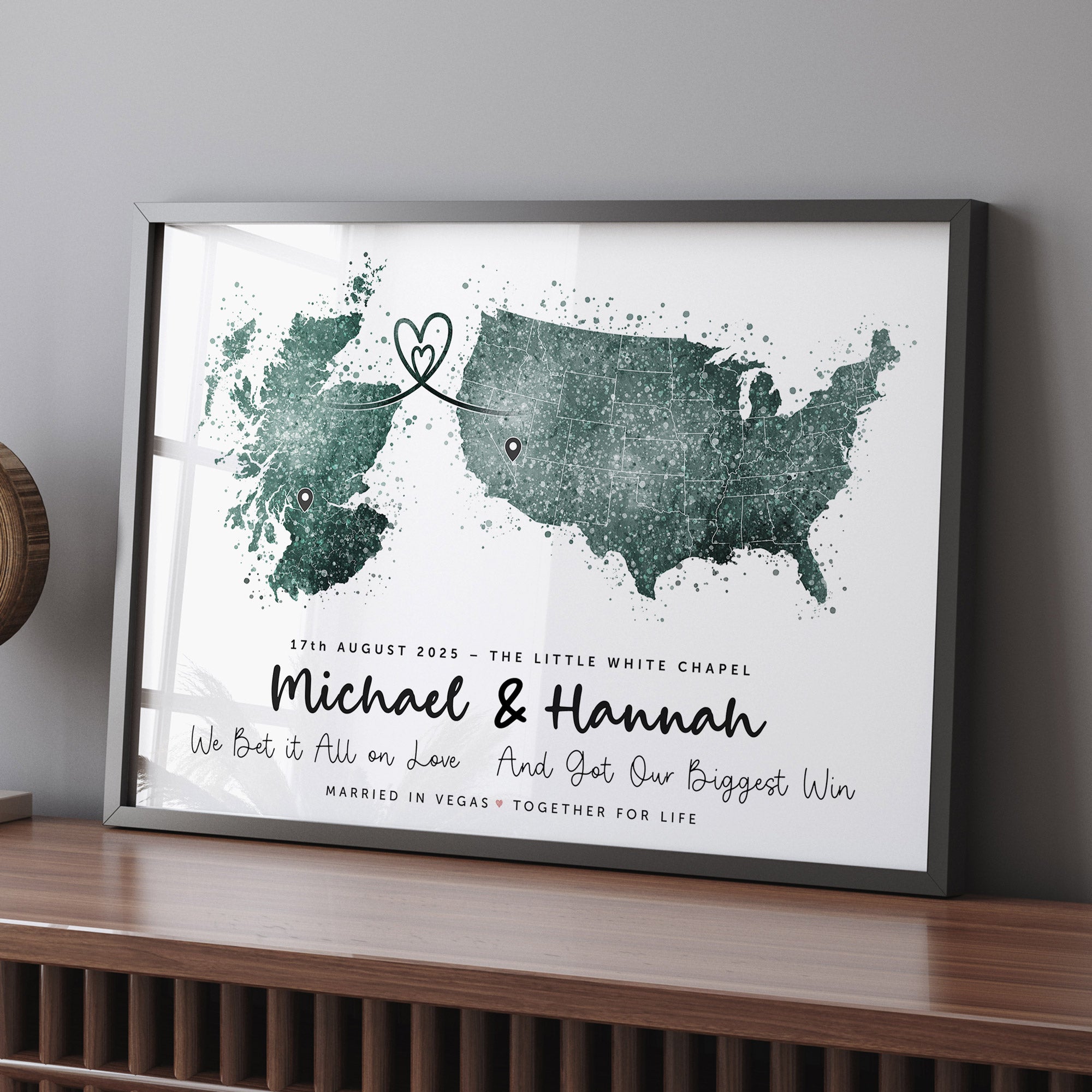 Personalised Two Location Map Print v2.0