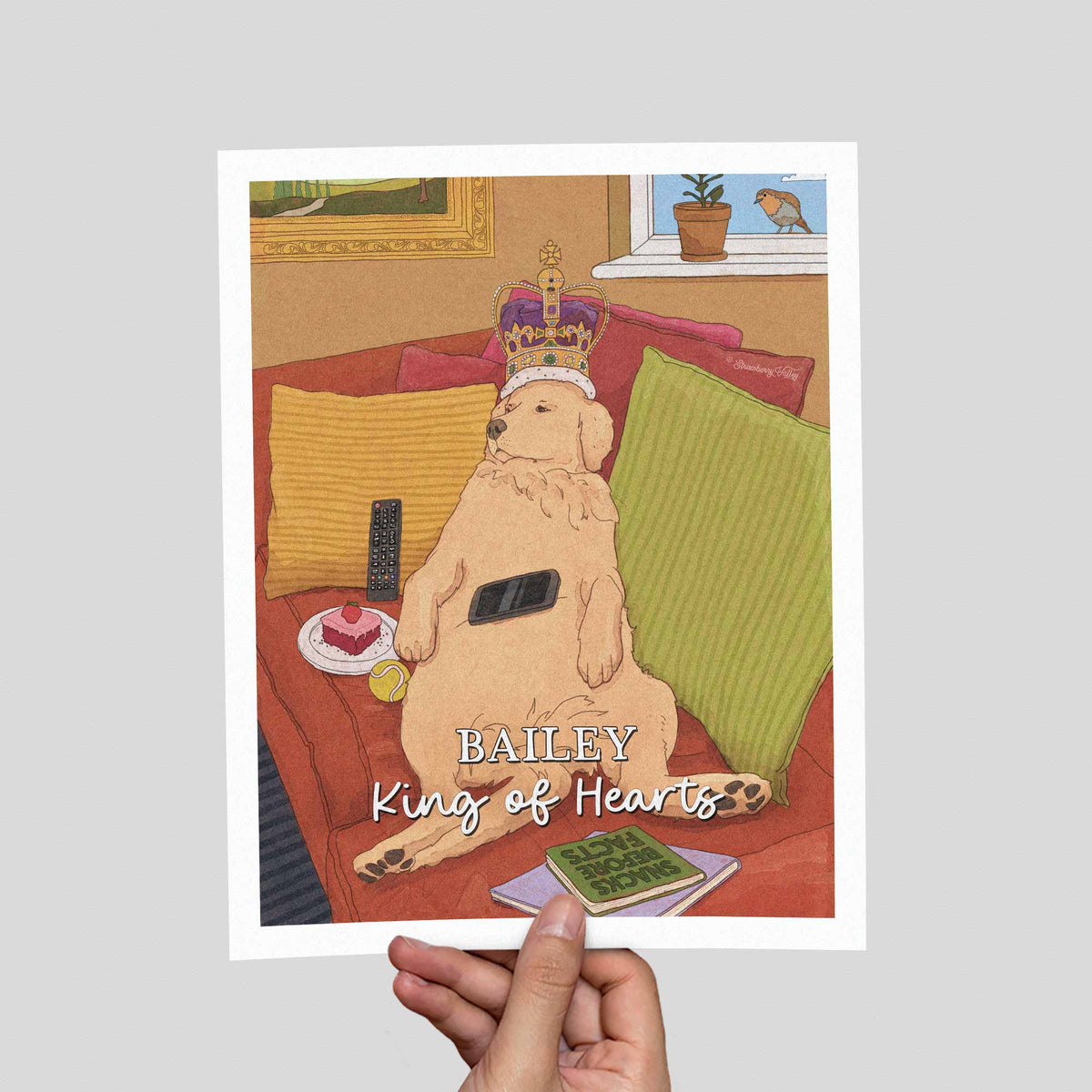 Loved Like Royalty – Personalised Golden Retriever 8x10" Art Print