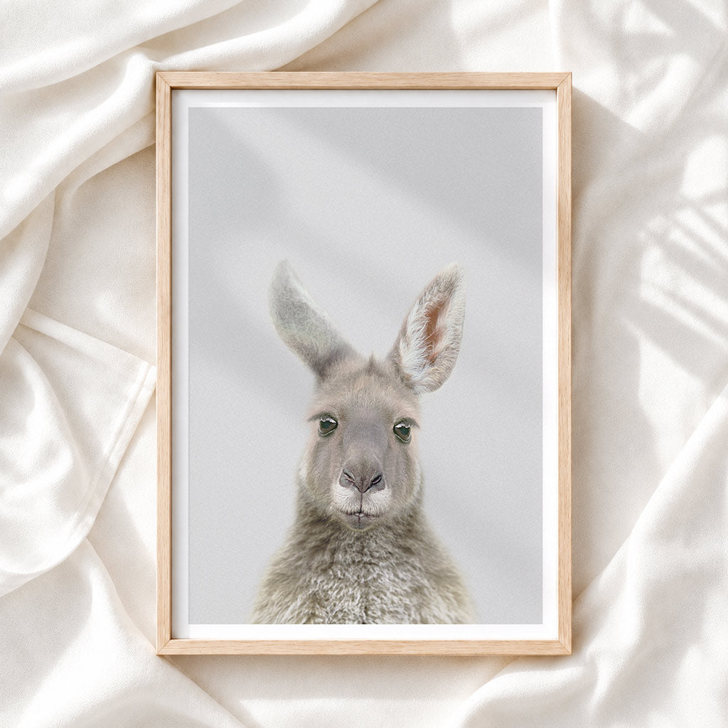 Young Kangaroo Nursery Print - Playful Australian Animal Wall Art for Kids