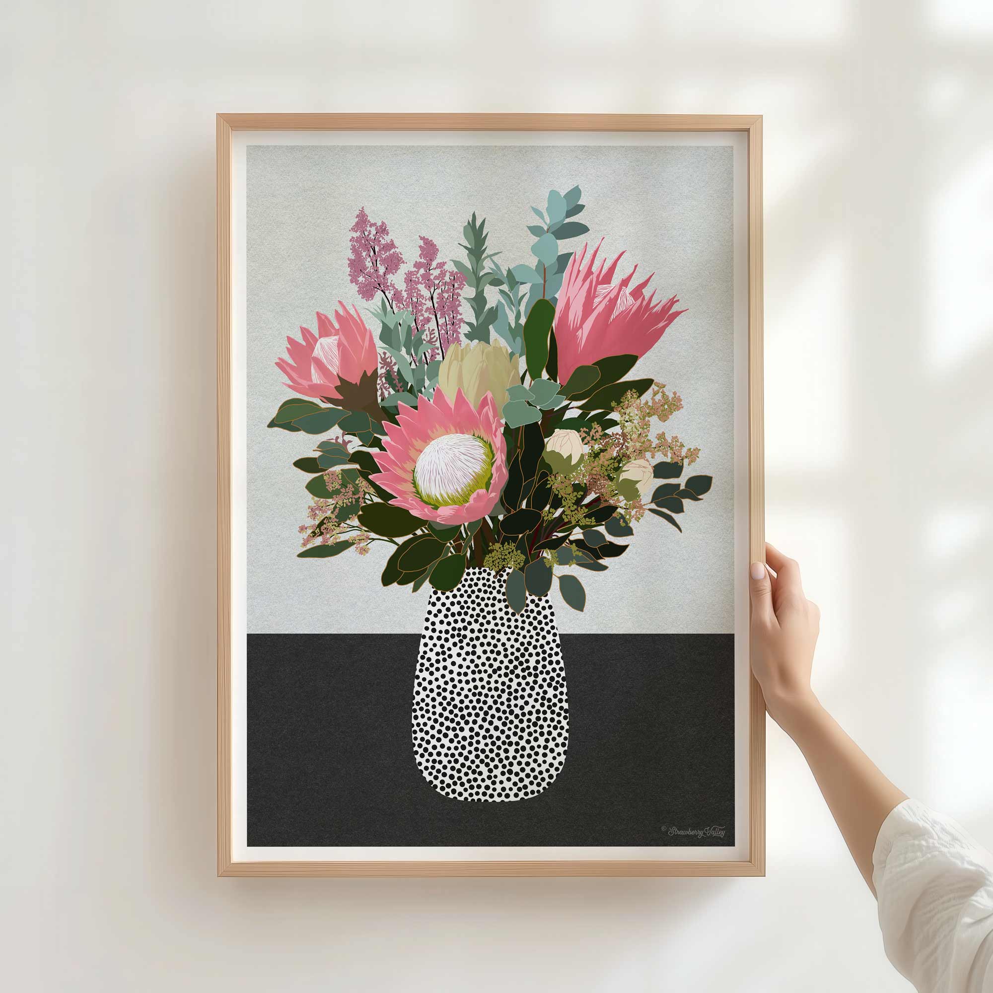 King Protea Art Print | Modern Floral Wall Art