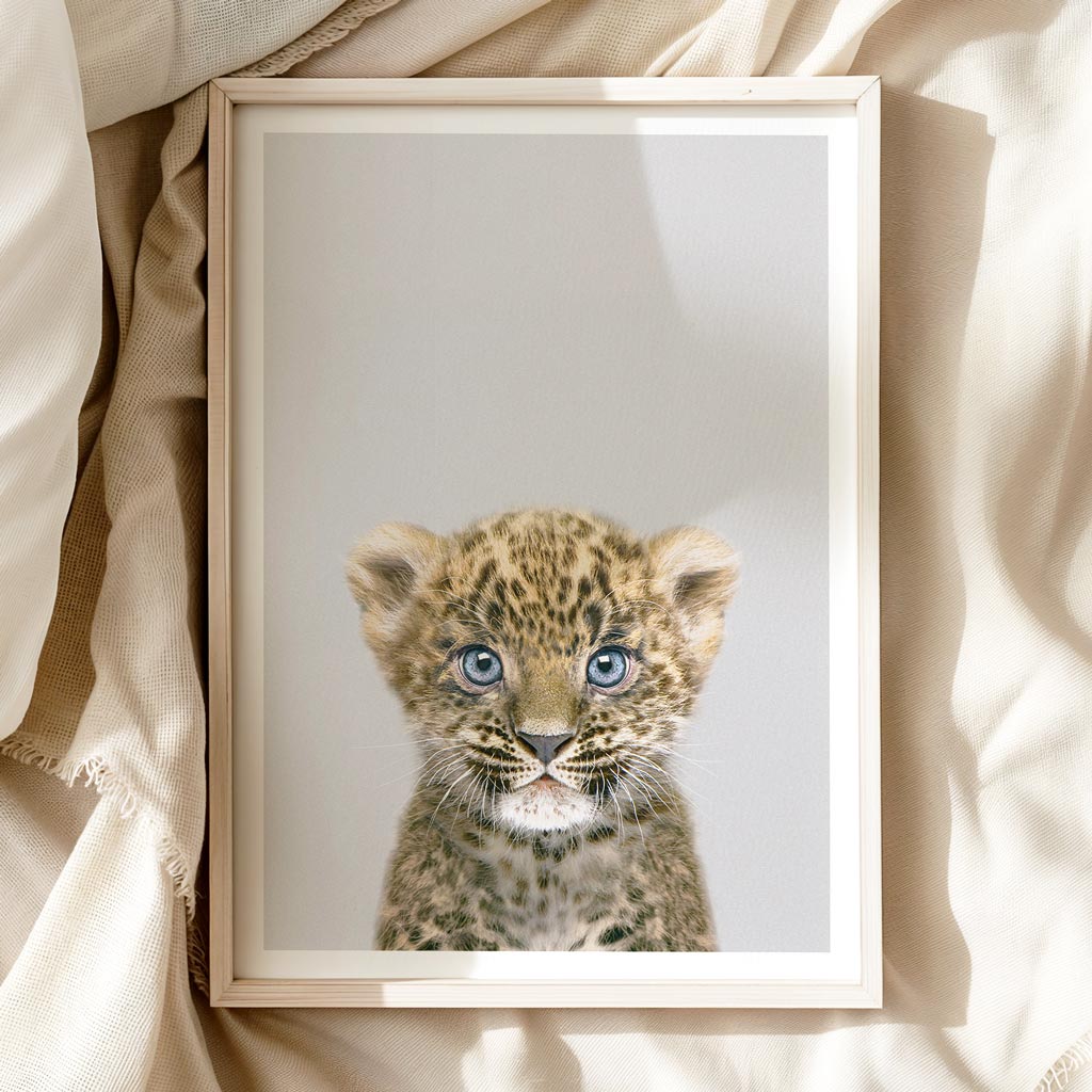 Leopard Cub Nursery Print - Playful Safari Animal Wall Art for Nursery Rooms