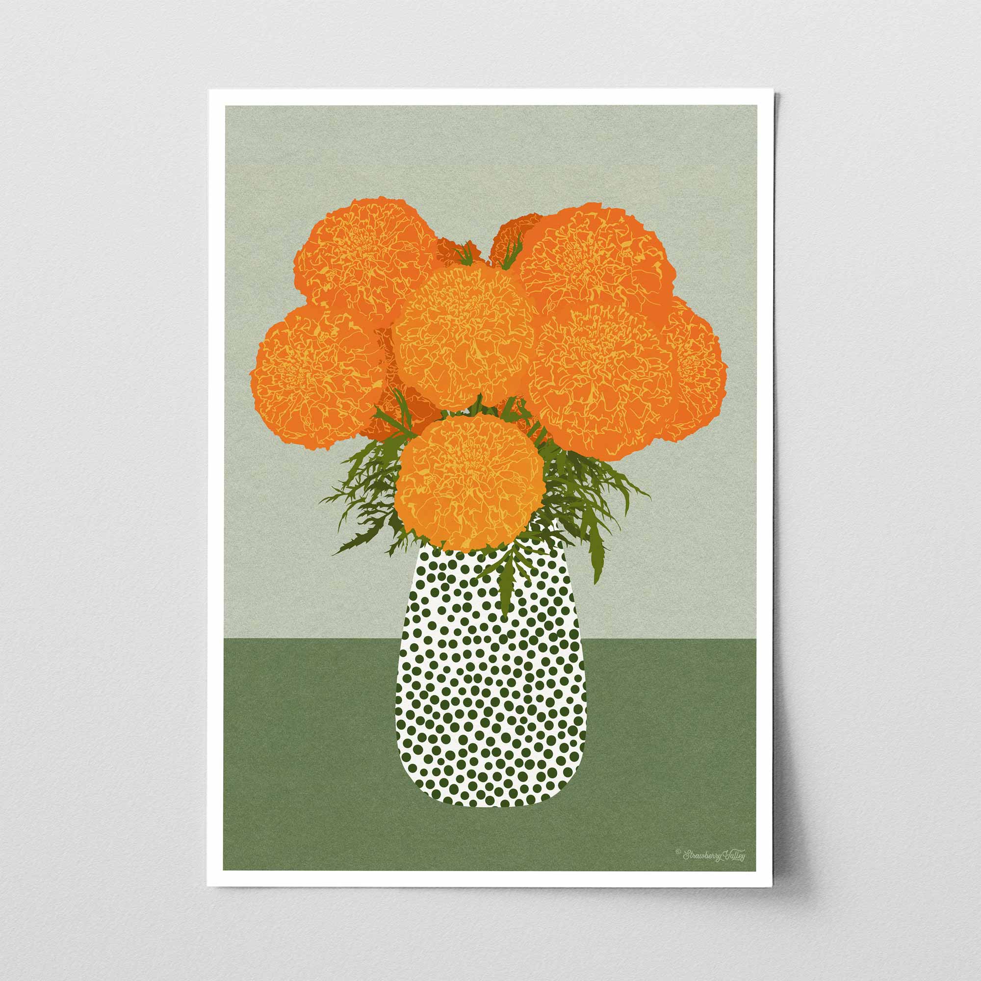 Marigolds Art Print | Modern Floral Wall Art