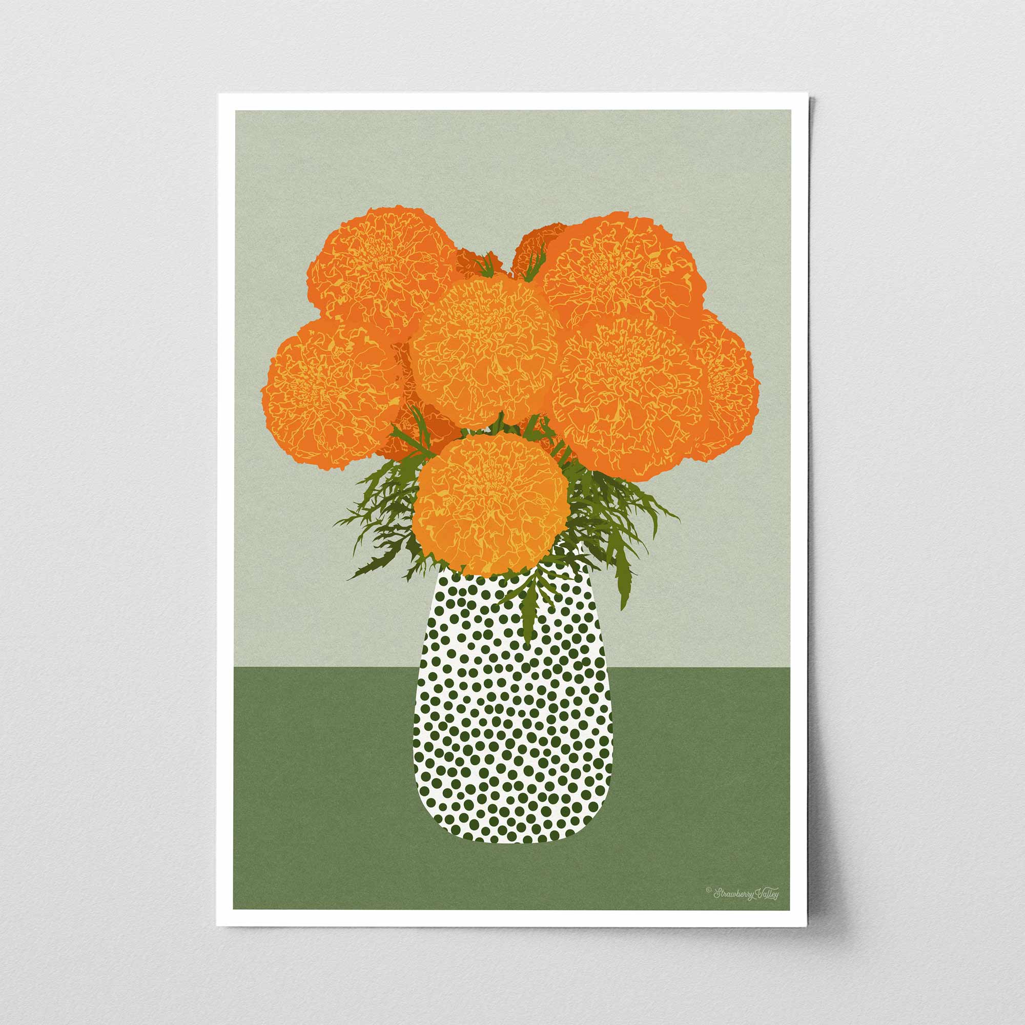 Marigolds Art Print | Modern Floral Wall Art