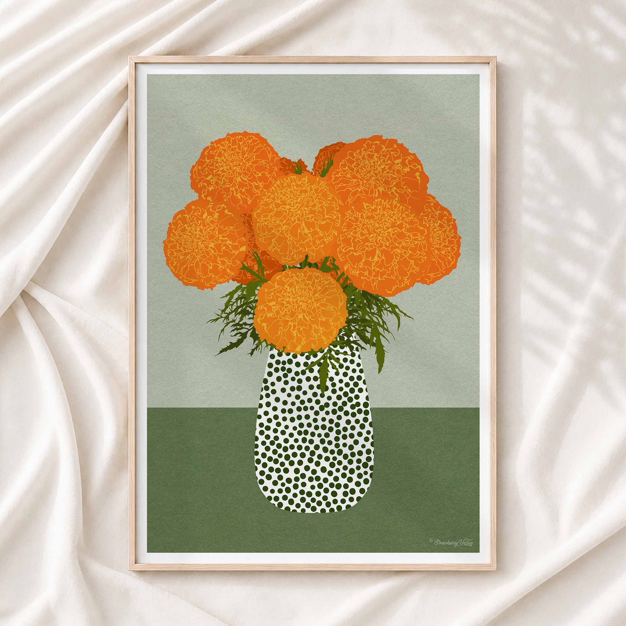 Marigolds Art Print | Modern Floral Wall Art