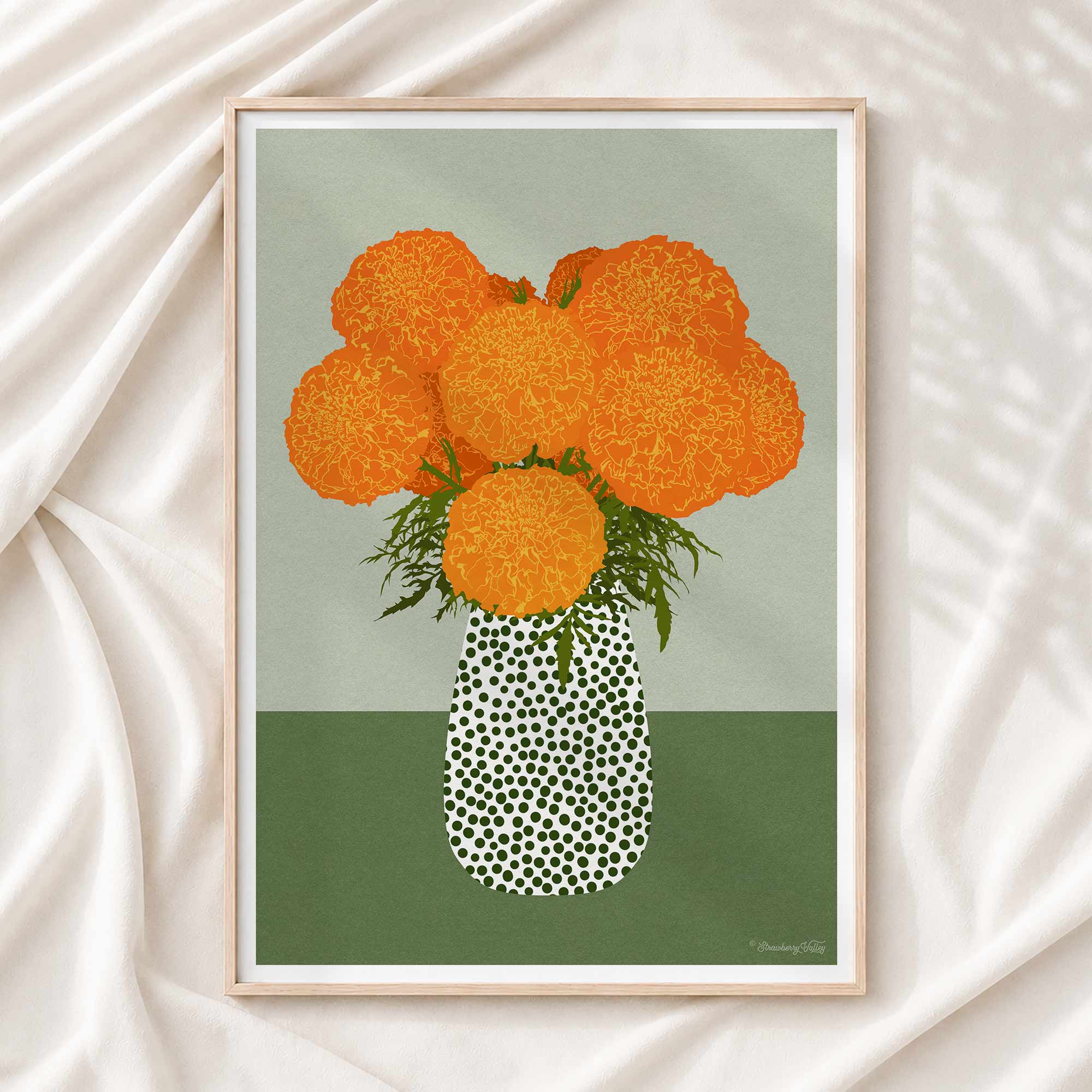 Marigolds Art Print | Modern Floral Wall Art