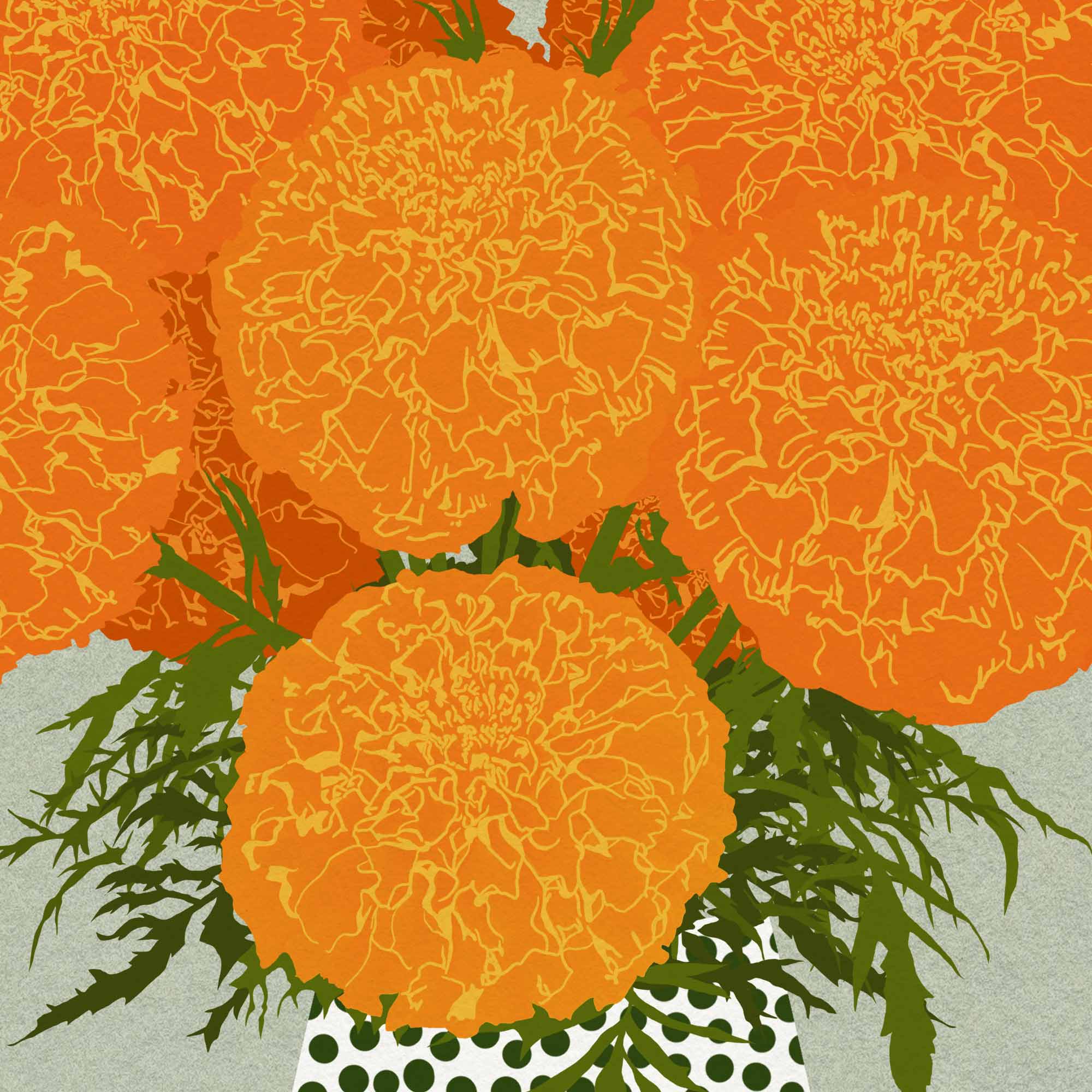Marigolds Art Print | Modern Floral Wall Art