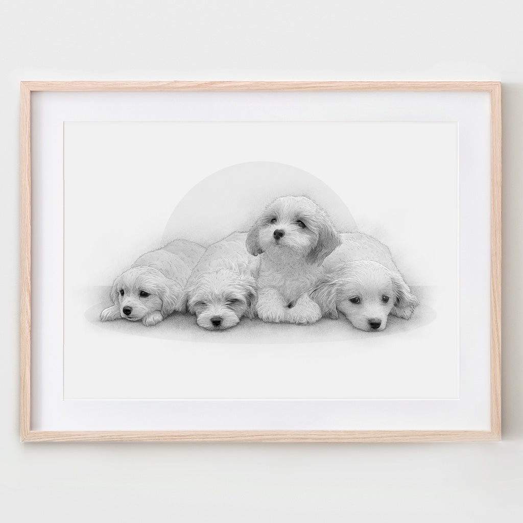 Custom Pet Portrait From Your Photos – Black & White