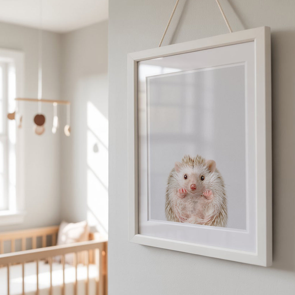 Baby Hedgehog Nursery Print - Sweet Woodland Animal Artwork for Toddlers