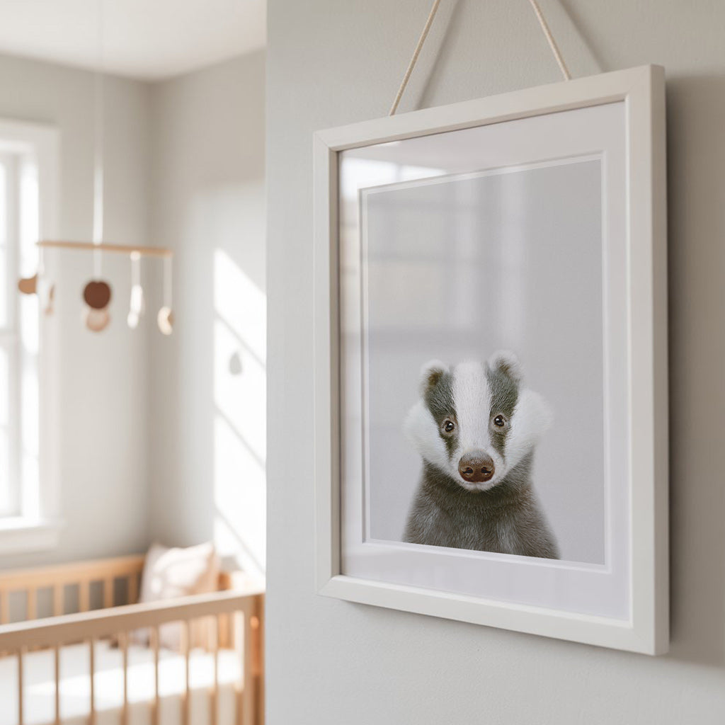 Badger Nursery Print - Gentle Woodland Animal Artwork for Nurseries