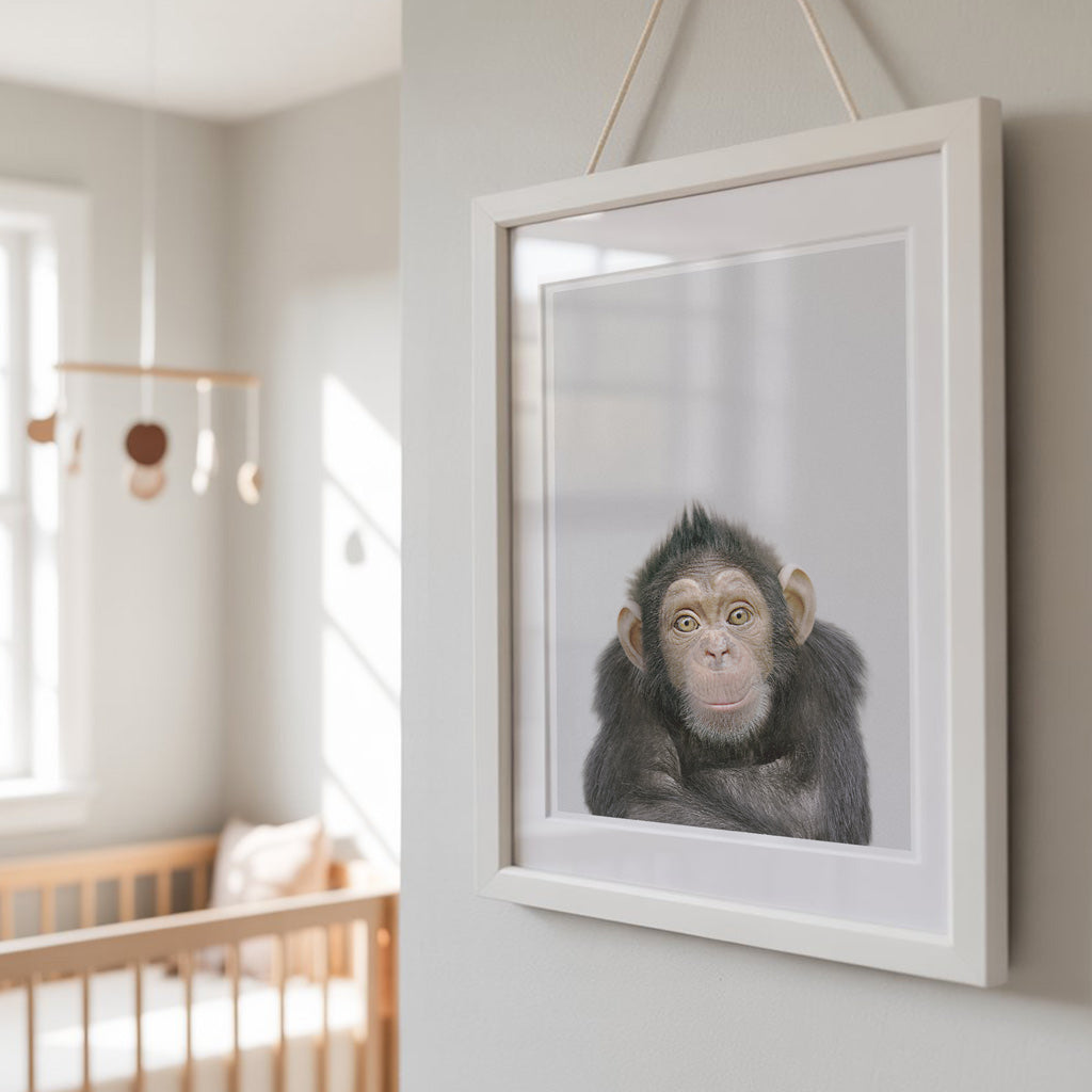 Chimpanzee Nursery Print - Cheeky Jungle Animal Wall Art for Children