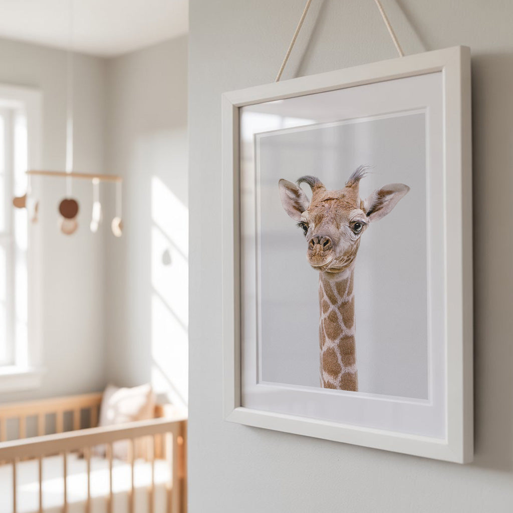 Giraffe Nursery Print - Tall Safari Animal Wall Art for Baby Rooms