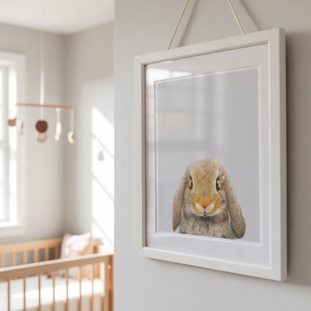 Lop Rabbit Nursery Print - Floppy Eared Bunny Wall Art for Children