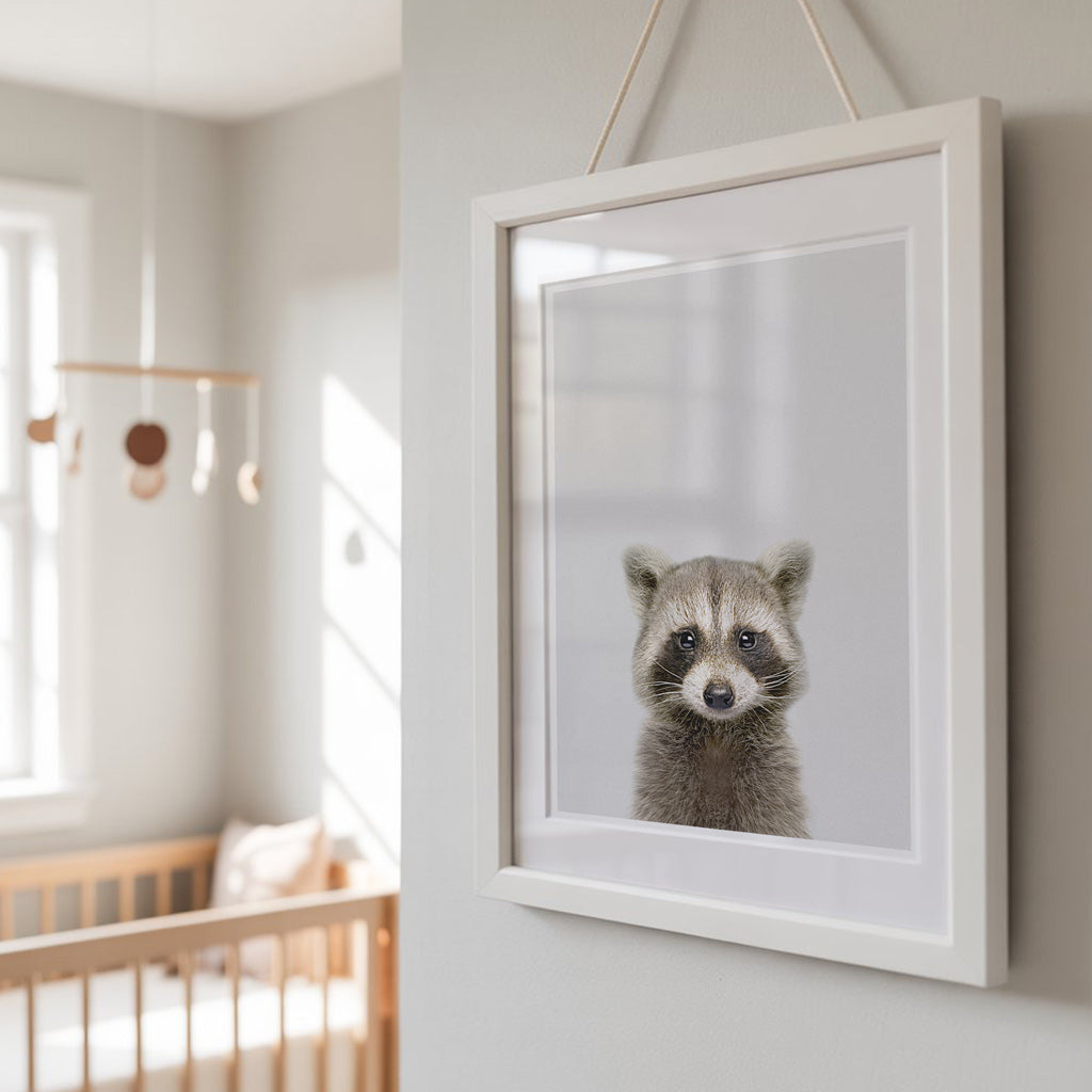 Raccoon Nursery Print - Cheeky Woodland Animal Artwork for Nurseries