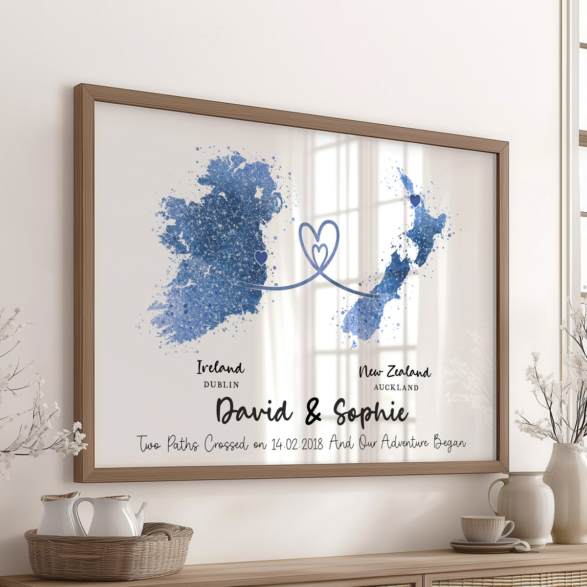 Personalised Two Location Map Print v2.0