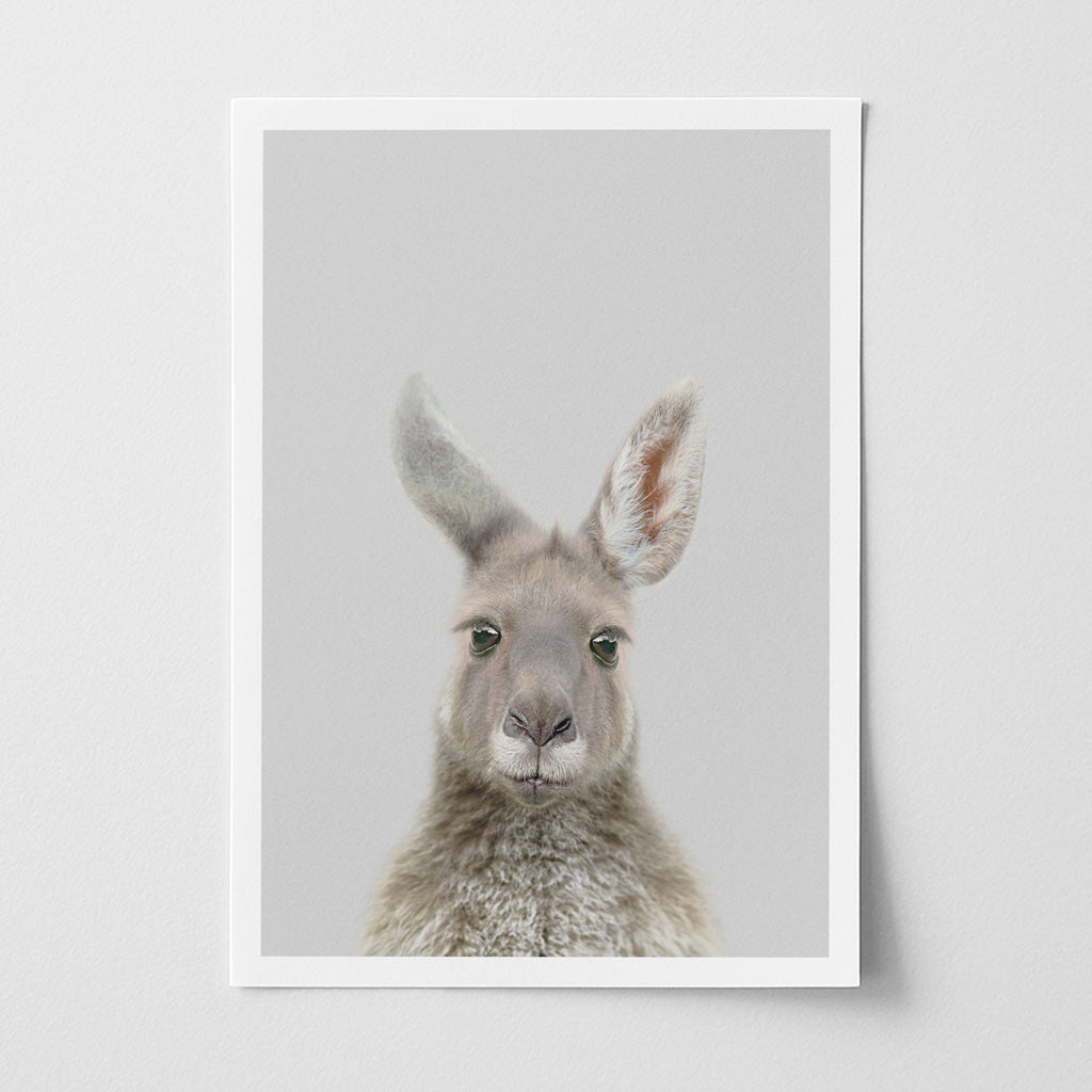 Young Kangaroo Nursery Print - Playful Australian Animal Wall Art for Kids