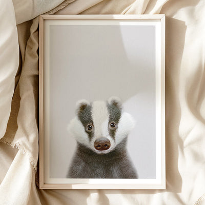 Badger Nursery Print - Gentle Woodland Animal Artwork for Nurseries