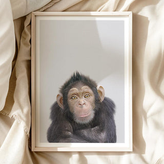 Cheeky Chimp Nursery Print – Jungle Animal Wall Art for Nursery