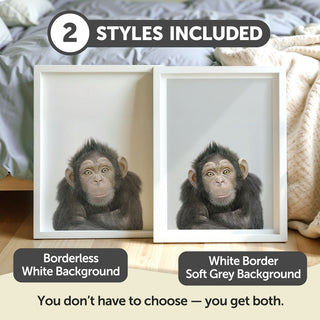 Cheeky Chimp Nursery Print – Jungle Animal Wall Art for Nursery