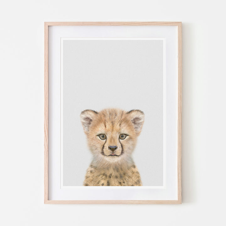 an art print of a cheetah cub