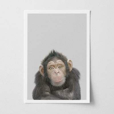 Chimpanzee Nursery Print - Cheeky Jungle Animal Wall Art for Children