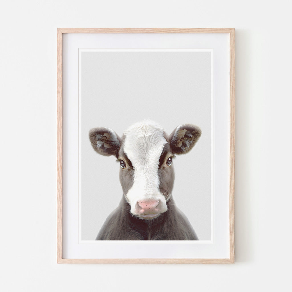 an art print of a cow