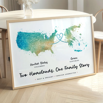 Personalised Two Location Map Print v2.0