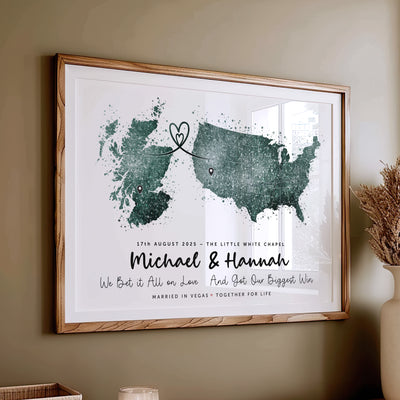 Personalised Two Location Map Print v2.0
