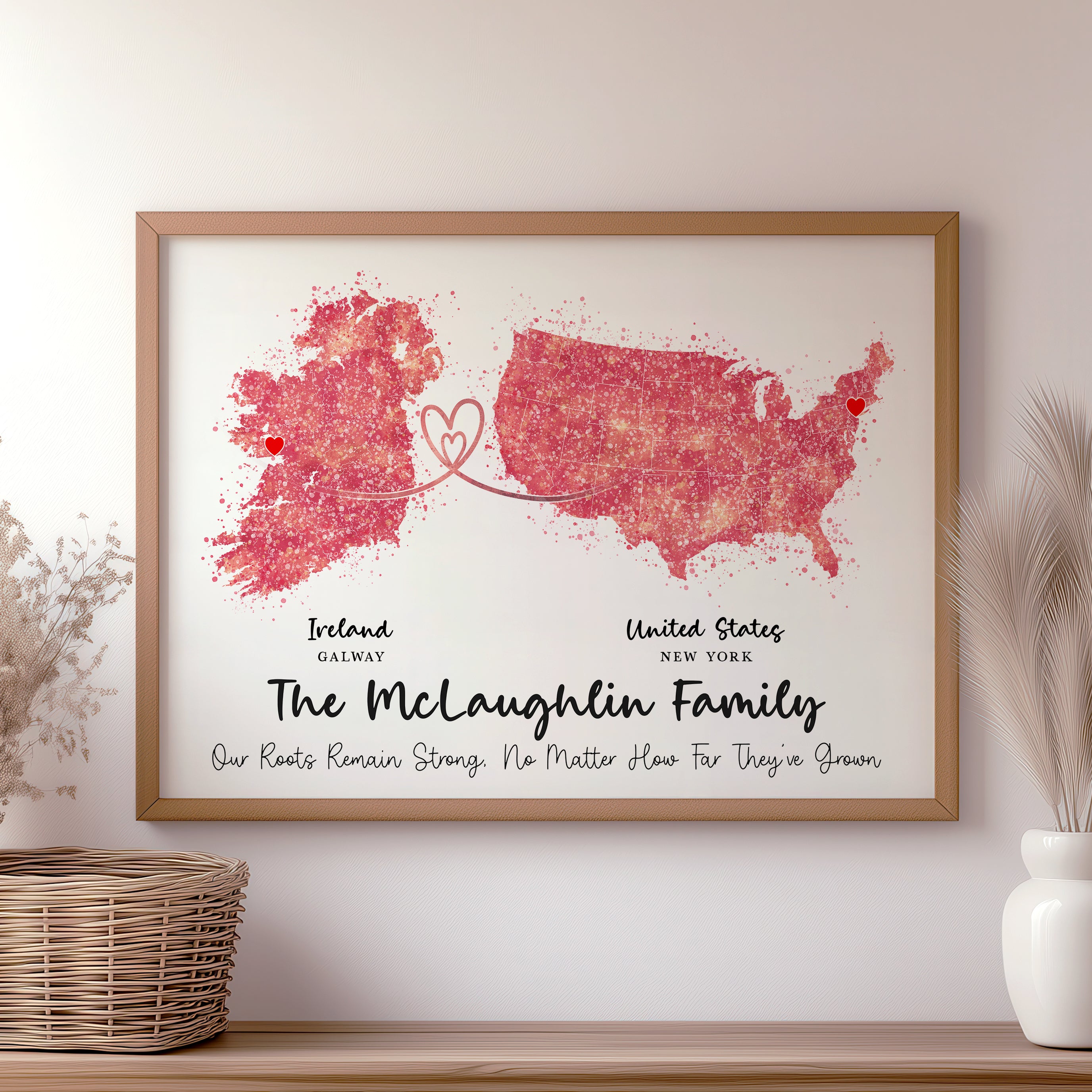 Personalised Two Location Map Print v2.1