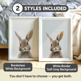 Gentle Rabbit Nursery Print – Woodland Baby Room Wall Art