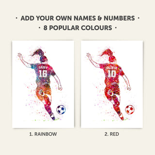 Gifts for Footballers | Girls Personalised Art Print 4