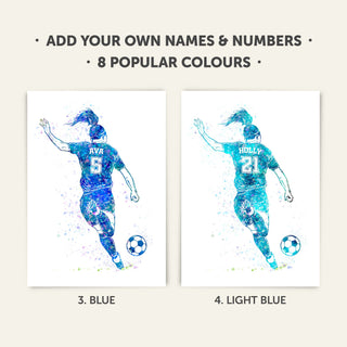 Gifts for Footballers | Girls Personalised Art Print 4