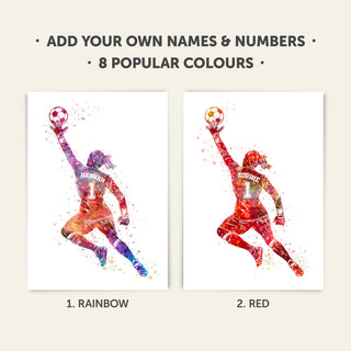 Gifts for Footballers | Girls Personalised Art Print 2