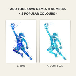 Gifts for Footballers | Girls Personalised Art Print 2