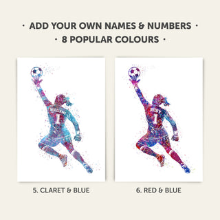 Gifts for Footballers | Girls Personalised Art Print 2