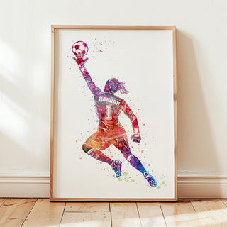 Gifts for Footballers | Girls Personalised Art Print 2