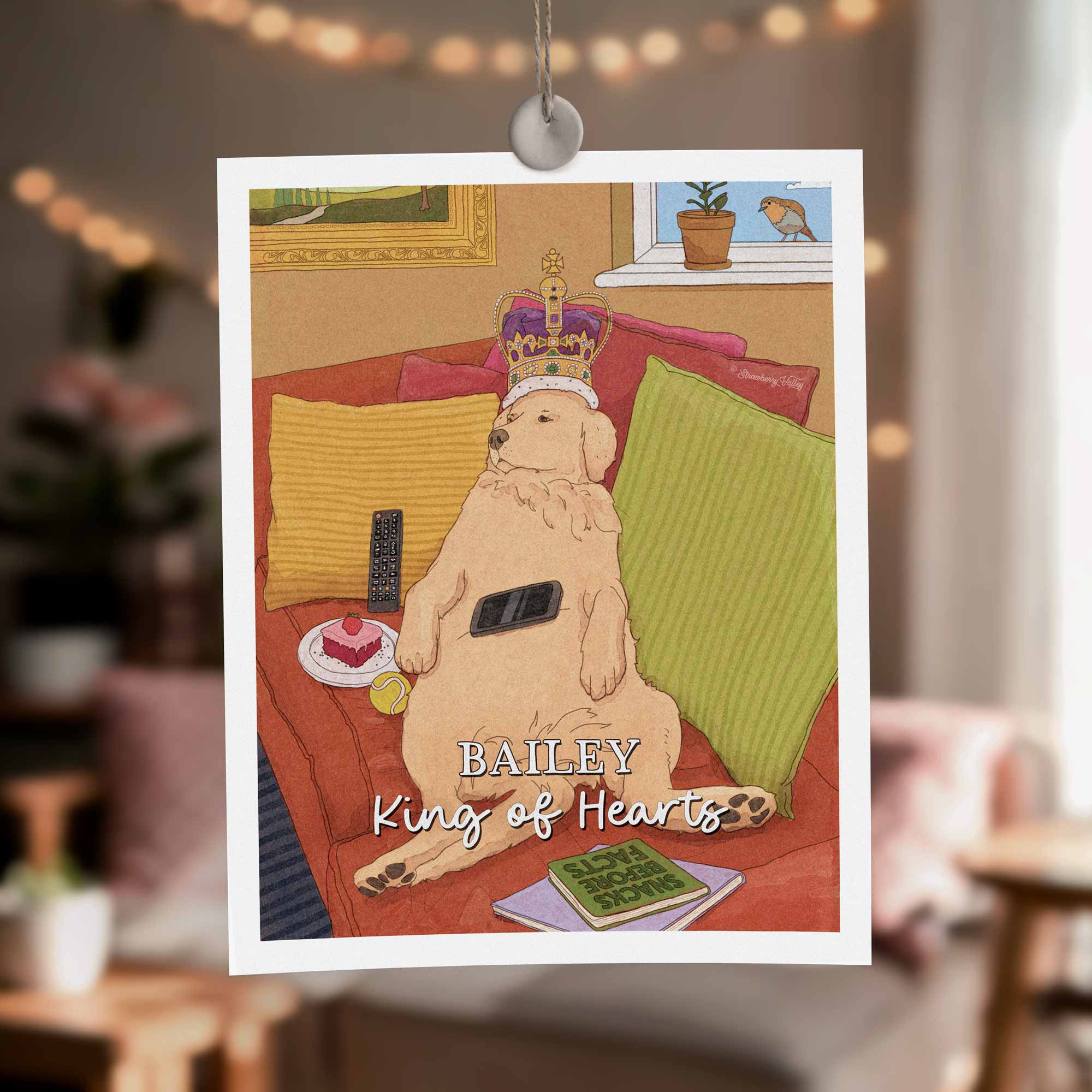 Loved Like Royalty – Personalised Golden Retriever 8x10" Art Print