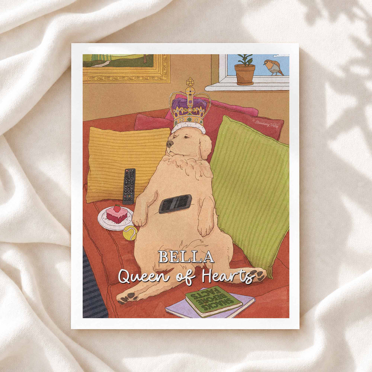 Loved Like Royalty – Personalised Golden Retriever 8x10" Art Print
