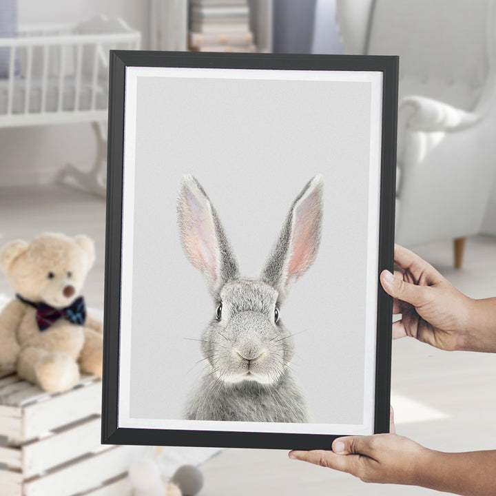 nursery animal prints grey rabbit