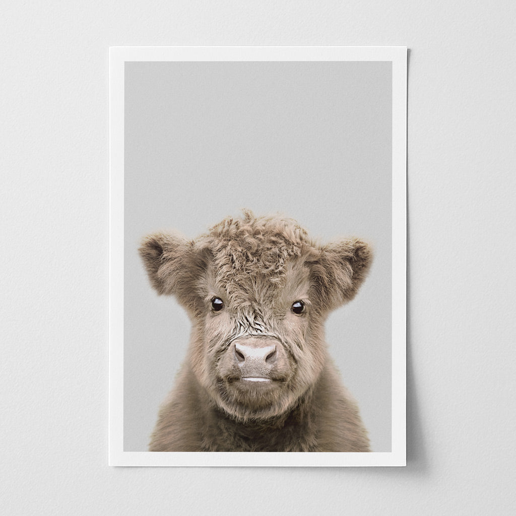 Highland Cow Nursery Print - Friendly Farmyard Animal Wall Art for Children