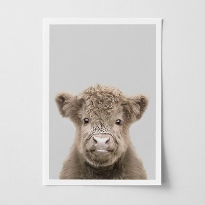 Highland Cow Nursery Print - Friendly Farmyard Animal Wall Art for Children